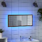 vidaXL LED огледало за баня, кафяв дъб, 100x8, 5x37 см, инженерно дърво (856274)
