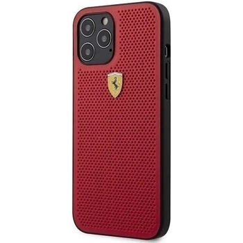 Ferrari On Track Perforated Hard Case - кожен кейс за iPhone 12, iPhone 12 Pro (червен)