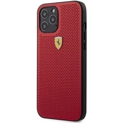 Ferrari On Track Perforated Hard Case - кожен кейс за iPhone 12, iPhone 12 Pro (червен)