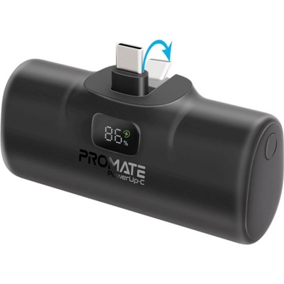 Promate Външна батерия ProMate POWERUP-C. BLACK 5000mAh Portable Mini Power Bank with foldable 20W USB-C Output Plug and USB-C input/Output Port - Черна