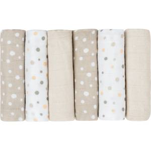 KikkaBoo Комплект муселинови кърпи Kikkaboo - Dots, Beige, 30 х 30 сm, 6 броя (31103010078)