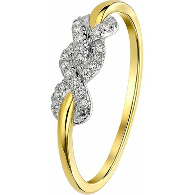 Zlaton Prsten z kombinovaného zlata uzel s diamantem 000220112200
