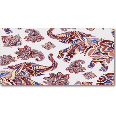 Foto obraz sklo tvrzené slony ornamenty 100x50 cm