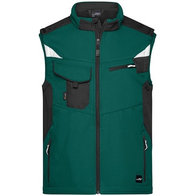 James & Nicholson pánská softshellová vesta JN845 Dark Green