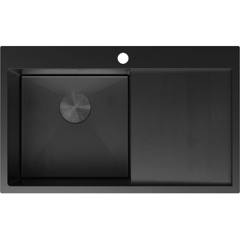 Mexen Exar стоманена мивка с 1 отделение и отцедник, лява 780 x 480 мм, черна HC (6433781010L-70HC)
