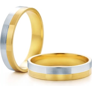 Image 1 of SAVICKI Сватбени халки: двуцветно злато, плоски, 4 мм