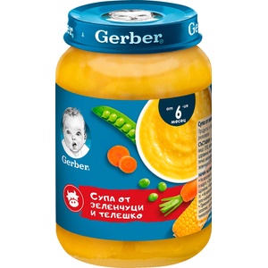 Gerber Супа от зеленчуци и телешко, 6+м, 190 g (3032931)