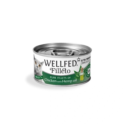 WELLFED Гурме за котки Wellfed Filleto Pure Chicken with Hemp Oil, 70 гр