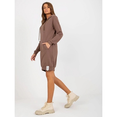 Mikinové šaty s vreckami RV-TU-8356.90 brown