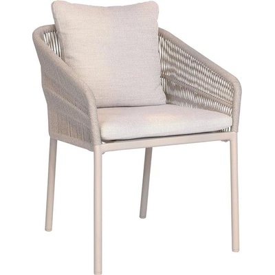 Stern Stohovatelné jídelní křeslo Jella, 62x65x88 cm, rám lakovaný hliník šedobéžový (greige), lankový výplet greige, venkovní látka sage