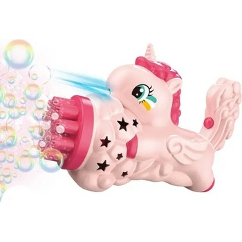 Pepita Духалка за балончета с 16 дупки и LED светлина + подарък течност - Еднорог - розово (P81448A)