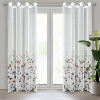 Eurofirany Závěs 140 x 250 cm etamínový bílý pudrový na kovových kroužcích LAVIN