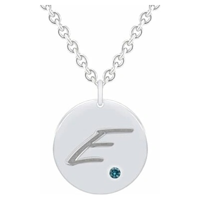 Eppi Stříbrný přívěsek s modrým diamantem a gravírem písmene Sager P38569