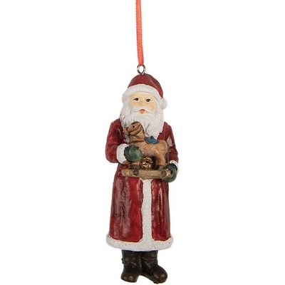 Vánoční závěsná ozdoba Santa Claus s koníkem 4*3*11 cm Clayre & Eef