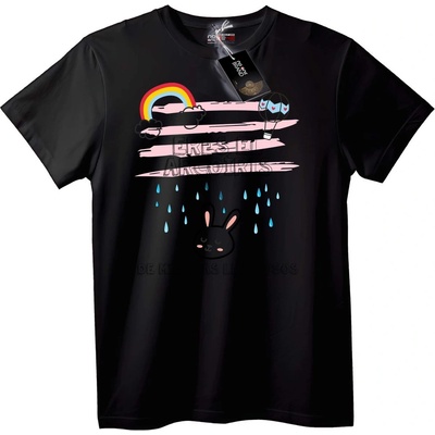 NOONEBRAND Тениска с дъгов заек - XL, Black