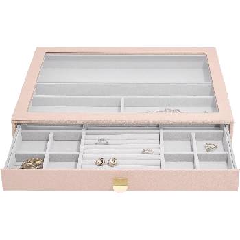 Stackers Ковчеже за бижута Stackers 16 камери с чекмедже и стъклен капак supersize розово (75811)