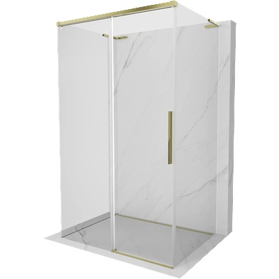 Mexen Rox-3S L тристенна плъзгаща се душ кабина 130 x 80 см, прозрачна, златна - 8C2L-130-080-50-00-3S (8C2L-130-080-50-00-3S)