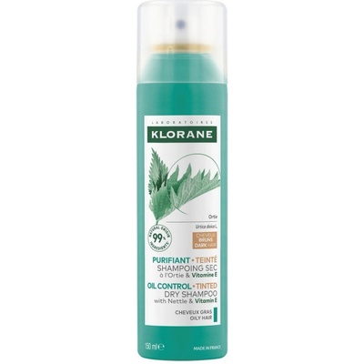 Klorane Nettle suchý šampón pre mastné tmavé vlasy 150 ml