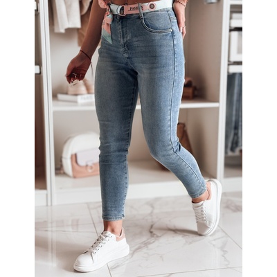 Basic Dámské slim fit džíny s páskem trendline uy2478 modré
