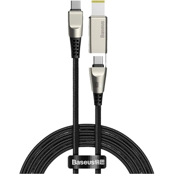 Baseus USB-C кабел с допълнителен адаптер за Lenovo лаптопи и бързо зареждане на устройства с USB-C порт (200 см) - Baseus Flash Series 2-in-1 USB-C & Lenovo Square Plug Cable (CA1T2-B01) (черен) (CA1T2-E01)