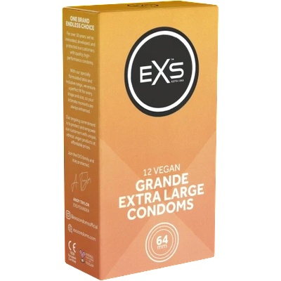 EXS Condoms 12 бр. Големи презервативи EXS Grande 64 мм