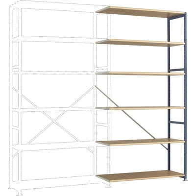 Manuflex RP1426.2001 Zásuvný policový diel Planoflex so 6 policami, (š x v x h) 1.22 x 2.5 x 40 m, ocel, drevená podlaha