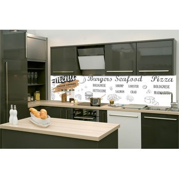 DIMEX ART s. r. o Фототапет за кухня - бяла табела на ресторант 260 x 60 см