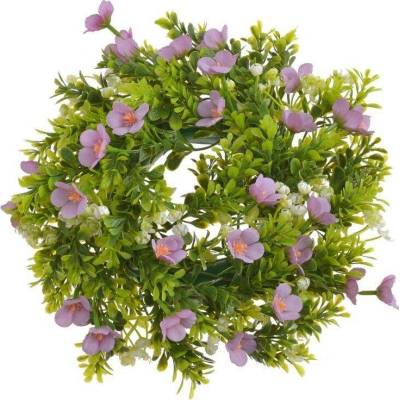 Plastový věnec s květy 28 cm - fialová