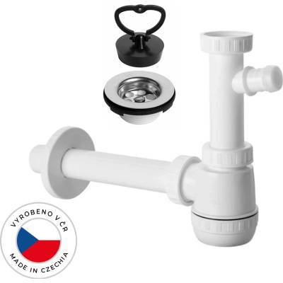 CERANO Umývadlový sifón s prípojkou práčka/umývačka Mini + pileta - 5/4" - plast - DN32/250 mm