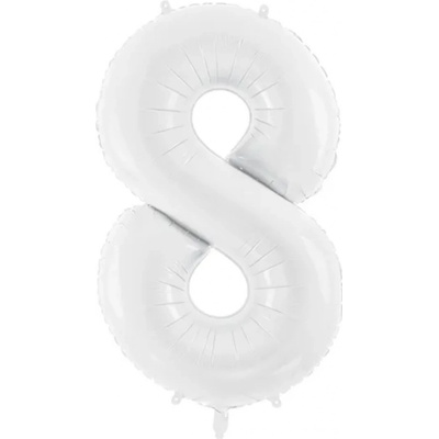 PartyDeco Balónik fóliový narodeninové číslo 8 biely 86 cm