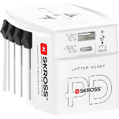 Адаптер SKROSS AC65PD, USB-A, USB-C, 1.302976, World, Бял (SKROSS-1302976)