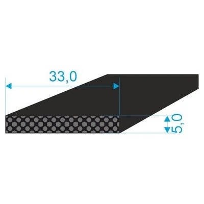 0531056 Mikroporézní profil obdélníkový, 5x33mm, hustota 500kg/m3,EPDM, -30°C/+80°C, černý