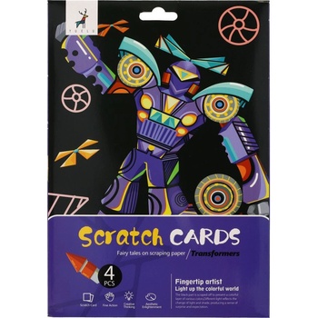 Škrabací obrázok farebný transformers 4 listy A4 20x27cm