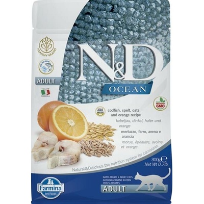 N&D cat OCEAN Adult Codfish, spelt, oats and orange 300 g