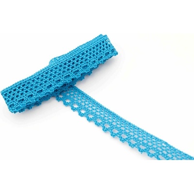 Paličkovaná krajka - tyrkysová - šířka 1,5 cm
