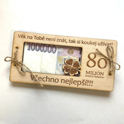 Dekorace z Česka Milion korun k narozeninám Jubileum: 80, Varianta: Bez podpisu