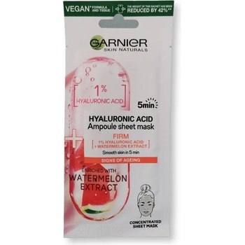 Garnier памучна маска за лице, Ампула, hyaluronic, За стягане на кожата, 15гр