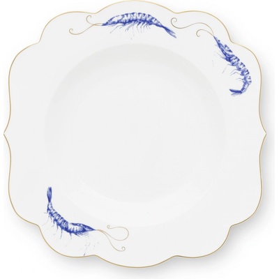 Pip Studio Hluboký Talíř Royal Yerseke ø 23,5 cm bílo-modrá