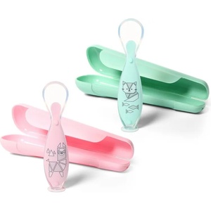 Babyono Силиконова лъжица с вакуумна основа Babyono - Розова, в кутийка (5901435409848) - baby