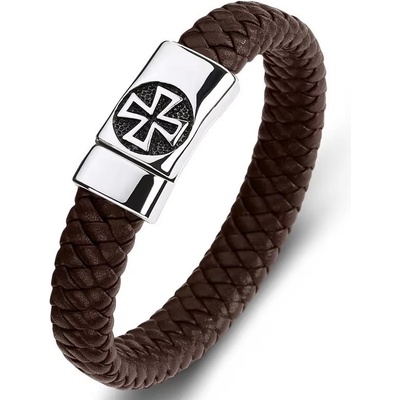 Predator Q1 Cedar – pánské náramky, hnědá, kříž hnědá kůže pánské náramky Predator Q1