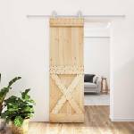 vidaXL Преплъзваща се врата Естествено и бяло 70 x 210 cm (3445038)