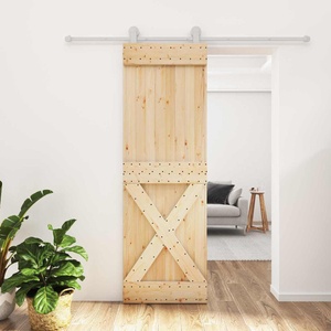 vidaXL Преплъзваща се врата Естествено и бяло 70 x 210 cm (3445038)