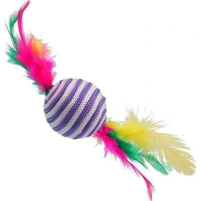 Magic Cat míček s pruhy a pírky bavlněný 4,5 cm