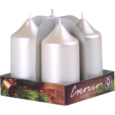 Emocio adventní válec 4ks 4 x 75 mm Perla bílá