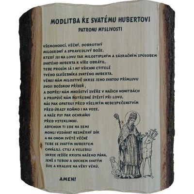 Dřevo Novák Modlitba ke svatému Hubertovi na desce s kůrou