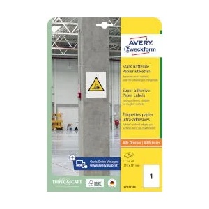 Avery-Zweckform Етикети 210x297мм L7877, 20 листа
