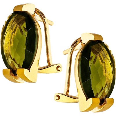 Zlaton Náušnice žluté zlato visací s olivínem 1.2cm 6.94g O04122401182