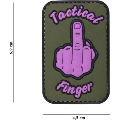 Gumová nášivka 101 Inc nápis Tactical Finger - ružová