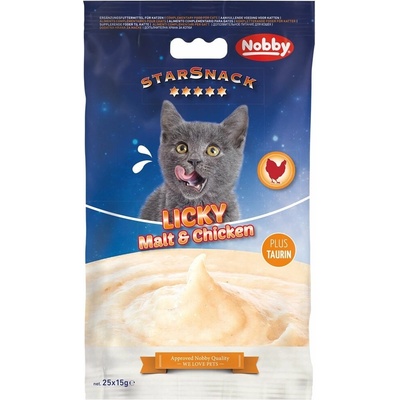 Nobby Starsnack Licky Cat mäsové pyré kuraciecí se sladem 25 x 15 g