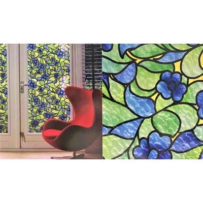 Patifix Фолио за стъкло сини цветя - ширина 45 см